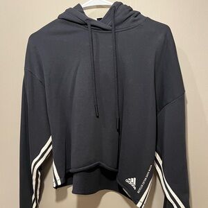 Adidas black cropped lined sweatshirt
